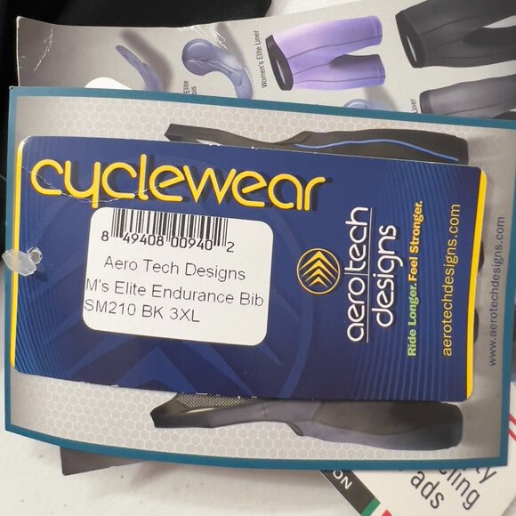 Aero Tech Designs Men’s Elite Endurance Cycling Bib Shorts Black 3XL NWT - Picture 9 of 9